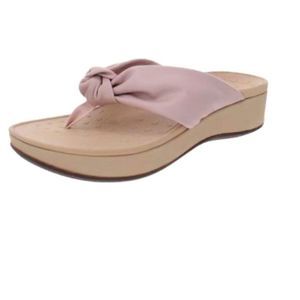 Vionic Womens Rosalind Faux Leather Slip On Flat Sandals